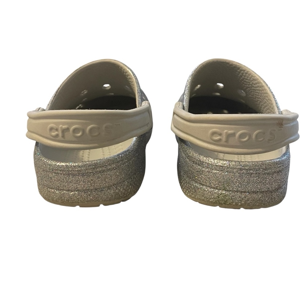 Crocs Women’s Classic Baya Clog with Heel Strap in Silver Glitter Size 7 - Picture 6 of 9